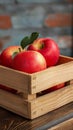 Farm freshness Wooden box with apple and open creative possibilities