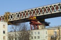 Farm future WHSD which passes over the residential buildings Kanonersky island. Saint-Petersburg Royalty Free Stock Photo