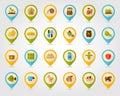Farm Garden flat mapping pin icon with long shadow