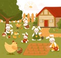 Farm or garden scene with cute funny animals Royalty Free Stock Photo