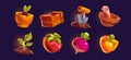 Farm gardening game ui icon of tool and vegetable