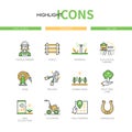 Farm and gardening - line design style icons set
