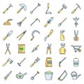 Farm gardening tools icon set vector color