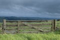 Farm Gate in sunshine with distant views Royalty Free Stock Photo