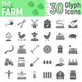 Farm glyph icon set, farming symbols collection, Royalty Free Stock Photo