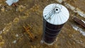 Farm grain silo aerial view Royalty Free Stock Photo