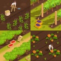 Farm Harvesting Isometric Concept