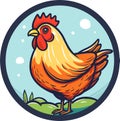 Farm hen chicken vector. Simple icon logo template Royalty Free Stock Photo