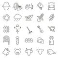 Farm or Homestead Icons Thin Line Vector Illustration Set