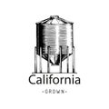 Farm hopper logo with California Grown lettering.