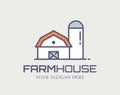 Farm House colored outline logo. Vector line icon. Royalty Free Stock Photo