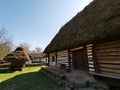 Farm house with dried straw roof Royalty Free Stock Photo