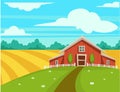 Farm house or farmer household agriculture scenery vector cartoon design Royalty Free Stock Photo
