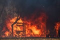 Farm house on fire Royalty Free Stock Photo