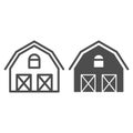 Farm house line and glyph icon. Warehouse vector illustration isolated on white. Barn outline style design, designed for Royalty Free Stock Photo
