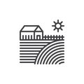 Farm house line icon, outline vector sign, linear style pictogram isolated on white. Symbol, logo illustration. Editable stroke Royalty Free Stock Photo