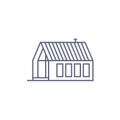 Farm house line icon - village house or wooden cabin in linear style on white background. Vector illustration.