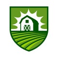 Farm house livestock with shield emblem logo icon concept Royalty Free Stock Photo