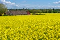 Farm house in the middle of farmland and fields, selective focuse Royalty Free Stock Photo