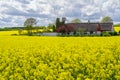 Farm house in the middle of farmland and fields, selective focuse Royalty Free Stock Photo