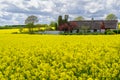 Farm house in the middle of farmland and fields, selective focuse Royalty Free Stock Photo