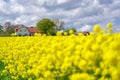 Farm house in the middle of farmland and fields, selective focuse Royalty Free Stock Photo