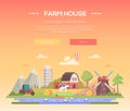 Farm house - modern flat design style vector illustration Royalty Free Stock Photo