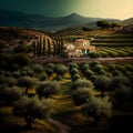 Farm house and olive trees