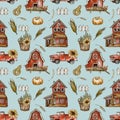 Farm house seamless pattern, Rustic vintage texture