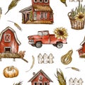 Farm house seamless pattern, Rustic vintage texture