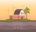 Farm house with sewage system - modern flat design style vector illustration