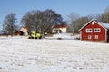 Farm house, snow and winter Royalty Free Stock Photo