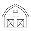 Farm house thin line icon. Warehouse vector illustration isolated on white. Barn outline style design, designed for web Royalty Free Stock Photo