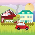 farm houses. Vector illustration decorative design