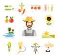 Farm icons for cultivating crops