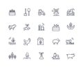 Farm icons outline set