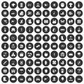 100 farm icons set black circle Royalty Free Stock Photo