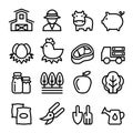 Farm icons set, line icon