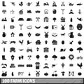 100 farm icons set in simple style Royalty Free Stock Photo