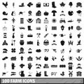 100 farm icons set, simple style Royalty Free Stock Photo