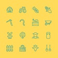 Farm related icons, thin line style