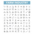 Farm industry icons, line symbols, web signs, vector set, isolated illustration Royalty Free Stock Photo