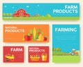 Farm information cards set. Nature template of flyear, magazines, posters, book cover, banners. Eco infographic concept