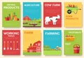 Farm information cards set. Nature template of flyear, magazines, posters, book cover, banners. Eco infographic concept