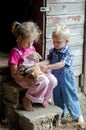 Farm kids and kittens