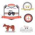 Farm label template of emblem element for your product or design, web and mobile applications with text. Vector illustration with Royalty Free Stock Photo