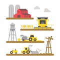 Farm land machineries flat design