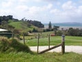 Farm land with sea background