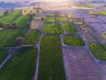 Ariel view of Farm lands and rocky area Royalty Free Stock Photo