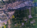 Ariel view of Farm lands and rocky area Royalty Free Stock Photo